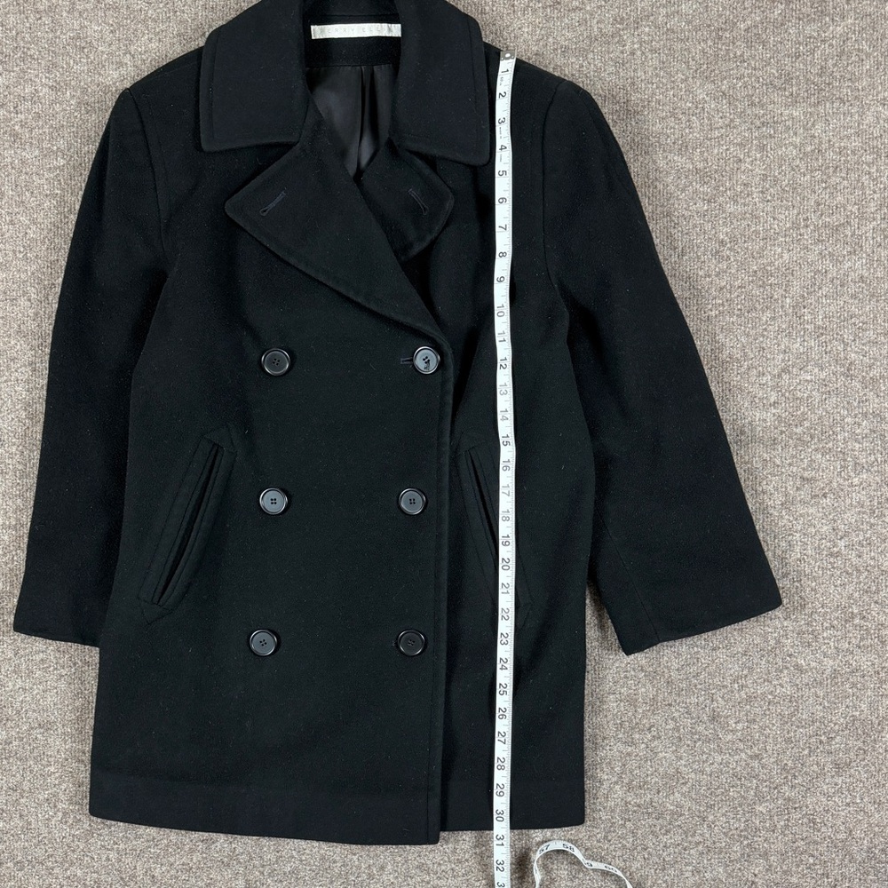 Vintage Perry Ellis Black Double Breasted Pea Coat Womens 4 Preppy Winter Jacket - Picture 11 of 14